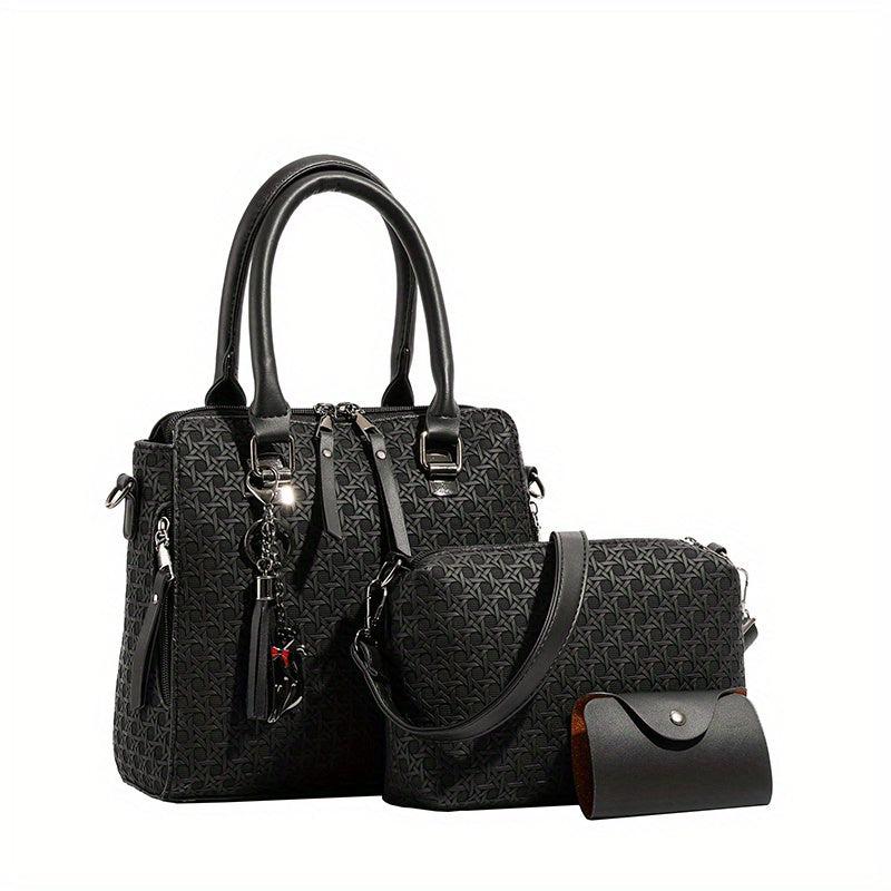 Geometric Tote Bag Set with Crossbody Bag & Card Holder
