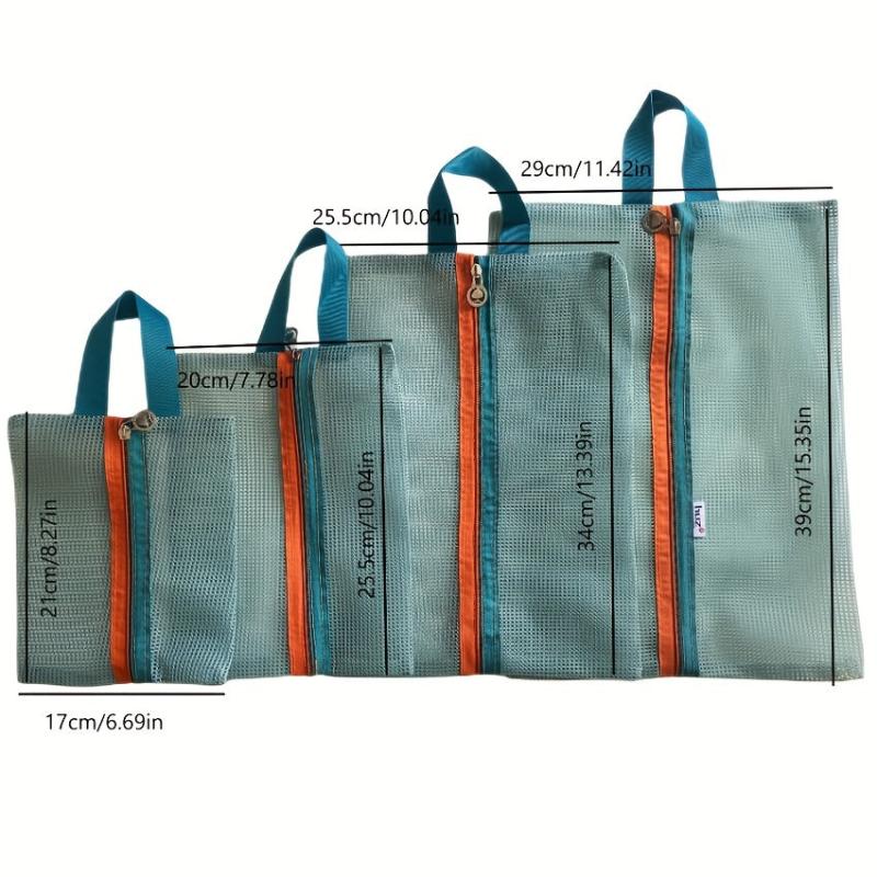 4Pcs Travel Storage Mesh Bags Waterproof Zipper File Bags For Toiletry