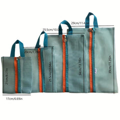 4Pcs Travel Storage Mesh Bags Waterproof Zipper File Bags For Toiletry