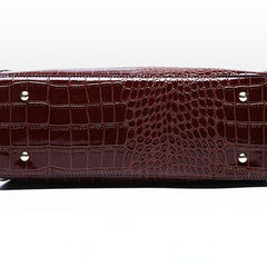 Crocodile Embossed Hand Bag Set with Shoulder Bag, Clutch Purse & Card Bag
