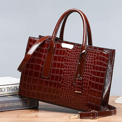 Crocodile Embossed Hand Bag Set with Shoulder Bag, Clutch Purse & Card Bag