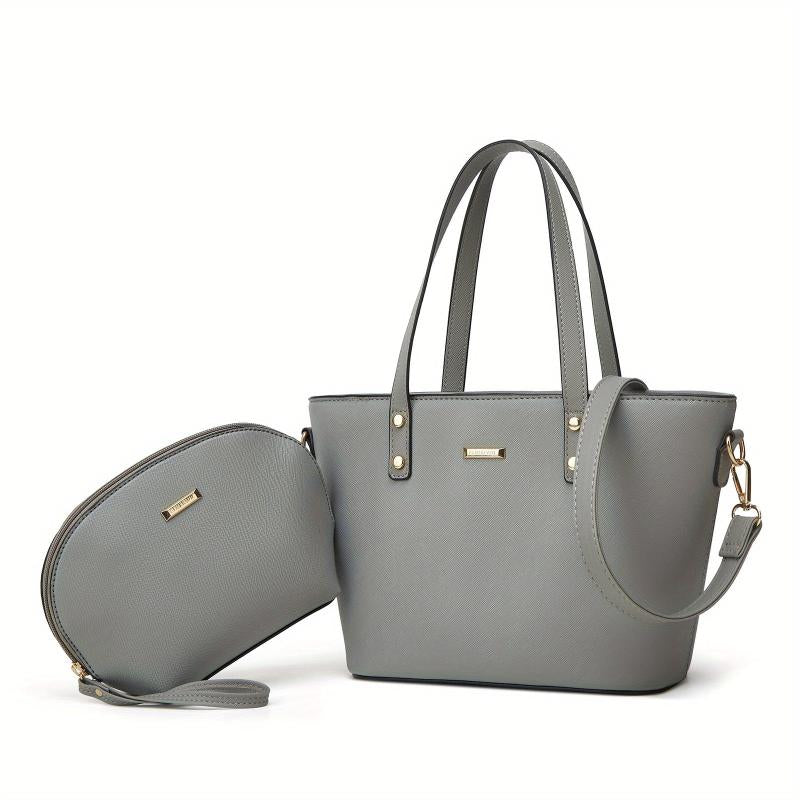 Classic Tote Bag & Shell Shaped Clutch Purse Set for Work
