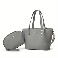 Classic Tote Bag & Shell Shaped Clutch Purse Set for Work