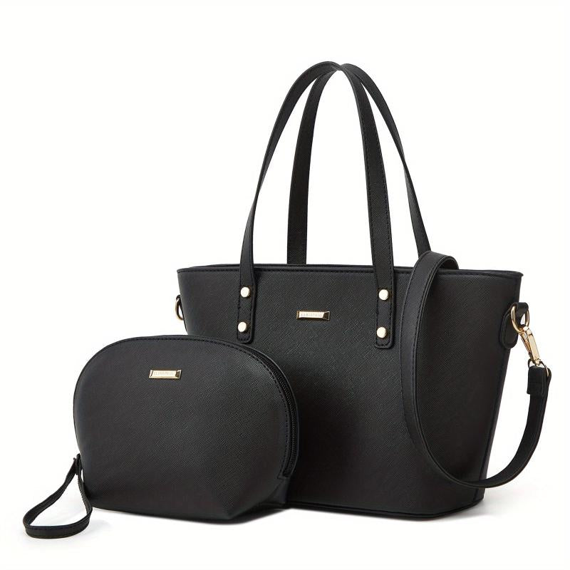Classic Tote Bag & Shell Shaped Clutch Purse Set for Work