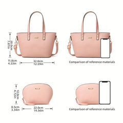 Classic Tote Bag & Shell Shaped Clutch Purse Set for Work