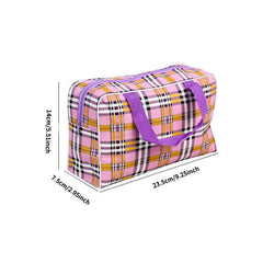 Waterproof Travel Toiletries Bag Plaid Design Portable Bath Pouch