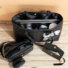 Classic Love Quilted Bag Set Tote Shoulder Purse Solid Bags