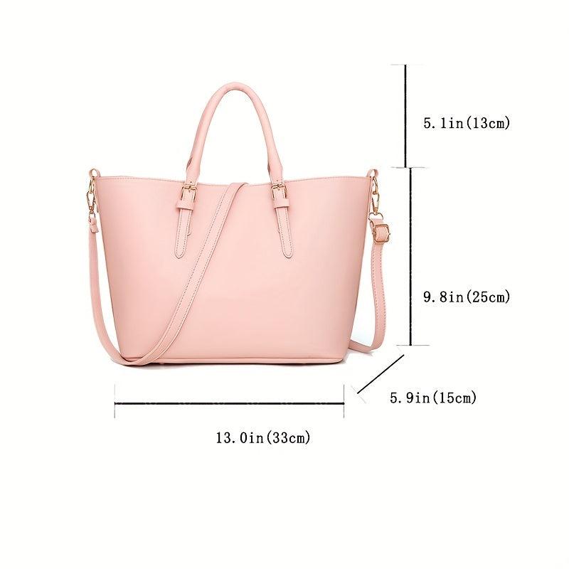 3pcs Solid Tote Bag Set Women's Handbag With Chain Crossbody Bag