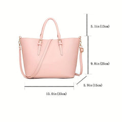 3pcs Solid Tote Bag Set Women's Handbag With Chain Crossbody Bag