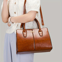 Vintage Large Capacity Tote Bag Retro PU Leather Women's Handbag