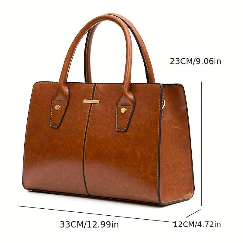 Vintage Large Capacity Tote Bag Retro PU Leather Women's Handbag