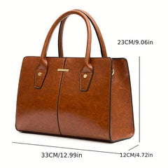 Vintage Large Capacity Tote Bag Retro PU Leather Women's Handbag