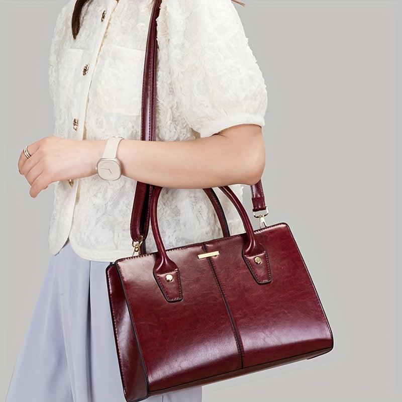 Vintage Large Capacity Tote Bag Retro PU Leather Women's Handbag