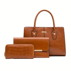 Vintage Large Capacity Tote Bag Retro PU Leather Women's Handbag