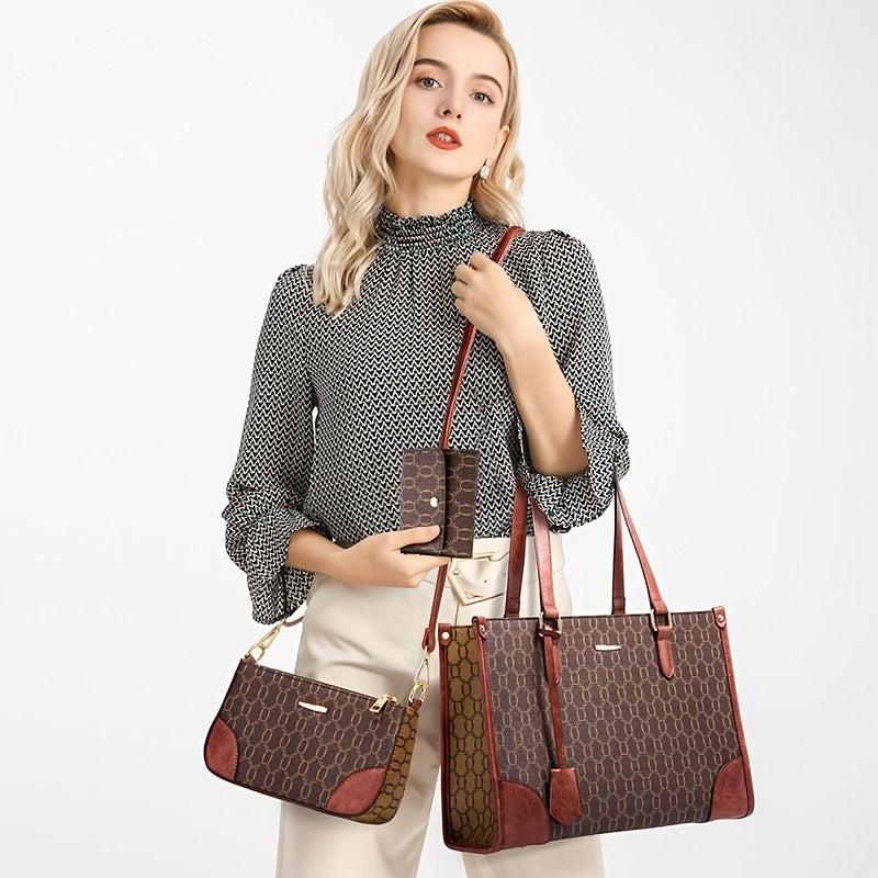 3pcs Women's Tote Bag Set Large Capacity Underarm & Crossbody Bags