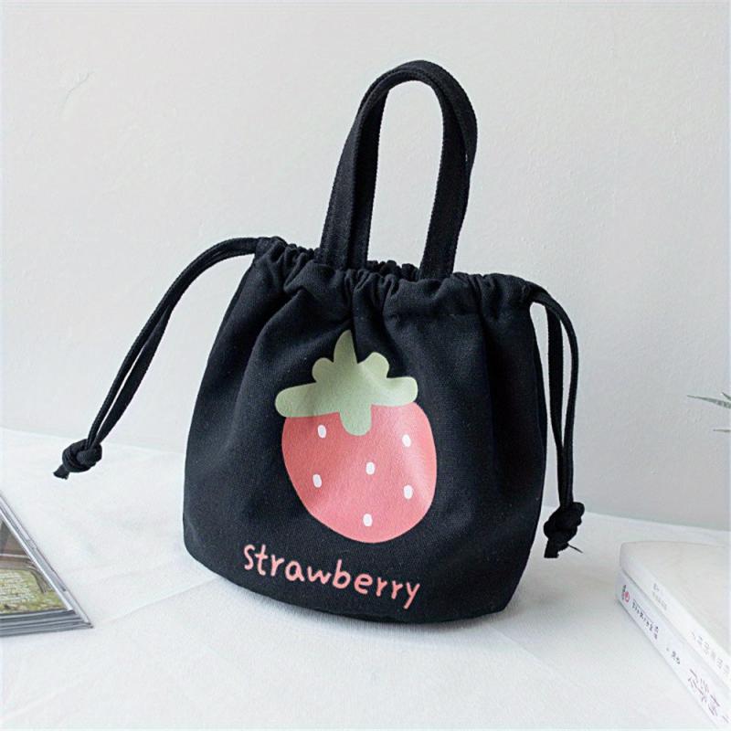Strawberry Drawstring Storage Bag Mini Bucket Handbag