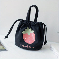 Strawberry Drawstring Storage Bag Mini Bucket Handbag