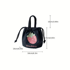 Strawberry Drawstring Storage Bag Mini Bucket Handbag