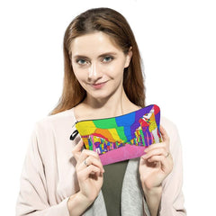 Rainbow Print Cosmetic Bag Foldable Pencil Bag Multifunctional Storage Bag