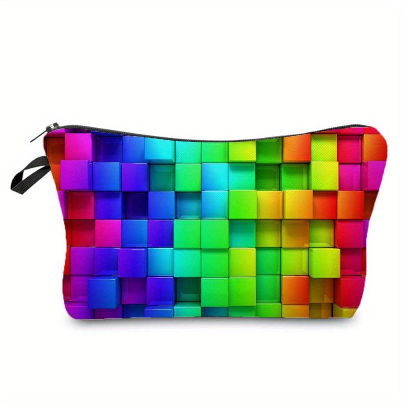 Rainbow Print Cosmetic Bag Foldable Pencil Bag Multifunctional Storage Bag