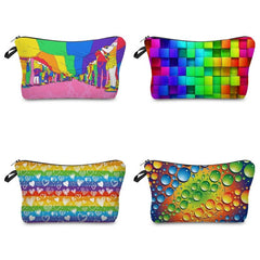 Rainbow Print Cosmetic Bag Foldable Pencil Bag Multifunctional Storage Bag