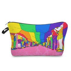 Rainbow Print Cosmetic Bag Foldable Pencil Bag Multifunctional Storage Bag