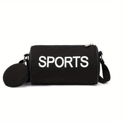 Sports Crossbody Cylinder Bag Canvas Lightweight Shoulder Bag