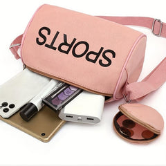 Sports Crossbody Cylinder Bag Canvas Lightweight Shoulder Bag