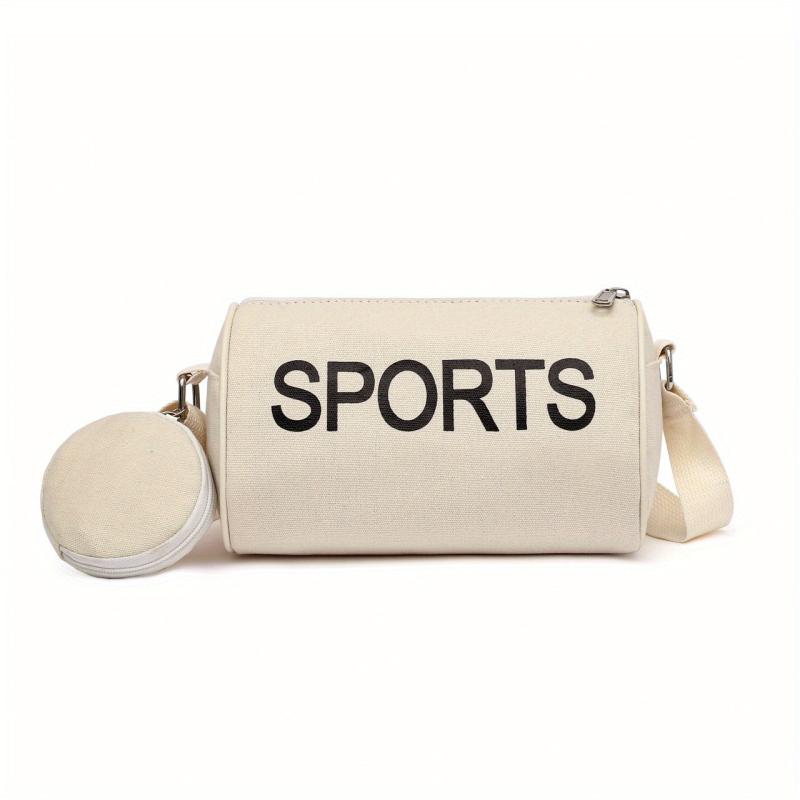 Sports Crossbody Cylinder Bag Canvas Lightweight Shoulder Bag