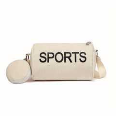 Sports Crossbody Cylinder Bag Canvas Lightweight Shoulder Bag