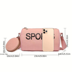 Sports Crossbody Cylinder Bag Canvas Lightweight Shoulder Bag