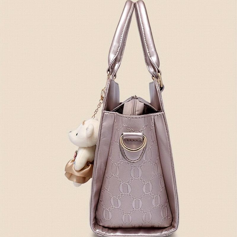 4pcs Set PU Leather Tote Crossbody Clutch Purse Large Capacity Shoulder Bag