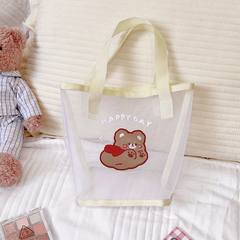 Transparent Mesh Bag Cartoon Bear Rabbit Pattern Toiletry Wash Bag