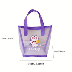 Transparent Mesh Bag Cartoon Bear Rabbit Pattern Toiletry Wash Bag