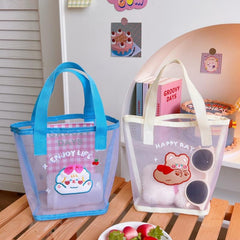 Transparent Mesh Bag Cartoon Bear Rabbit Pattern Toiletry Wash Bag