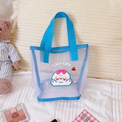 Transparent Mesh Bag Cartoon Bear Rabbit Pattern Toiletry Wash Bag