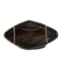 3pcs Faux Leather Tote Bag Set with Quilted Detail