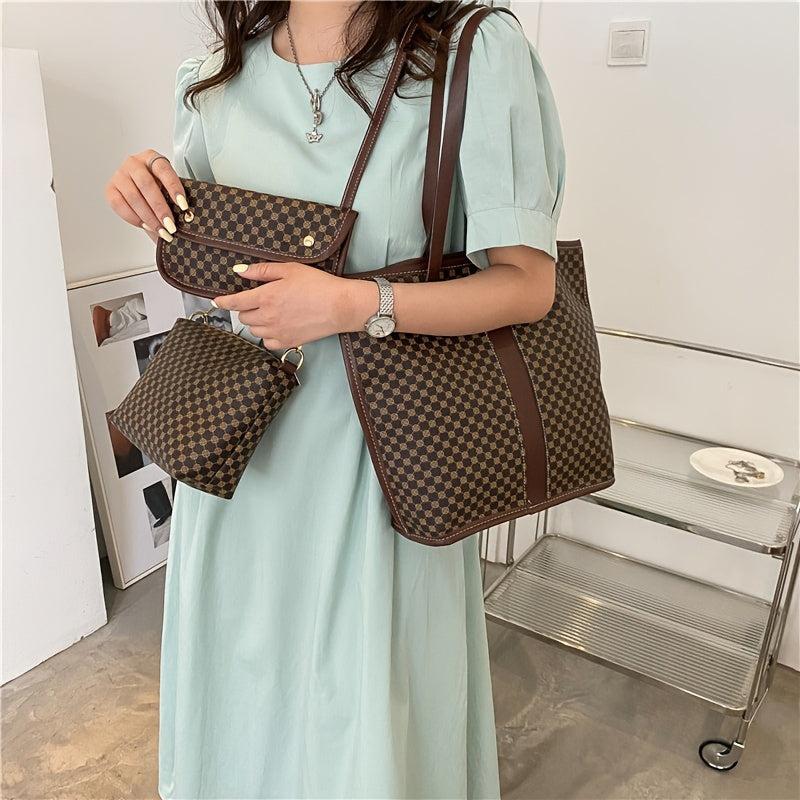 Vintage Shoulder Bag Set Women's Handbag & Crossbody Purse