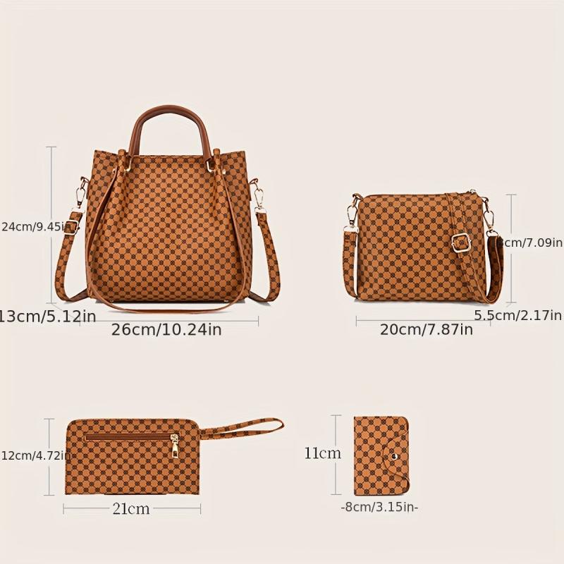 Retro Shoulder Bag Set PU Women's Handbag Stylish Crossbody