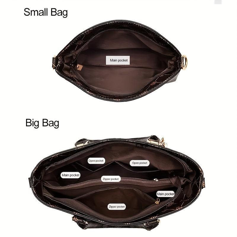 Vintage Pattern Bag Sets Classic Tote Bag With Shoulder Bag For Work
