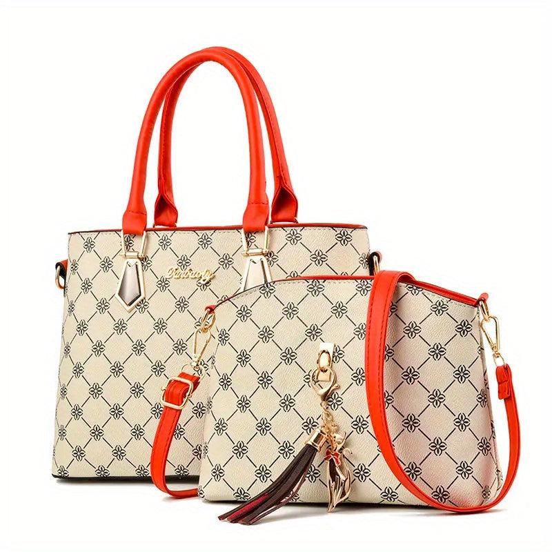 Vintage Pattern Bag Sets Classic Tote Bag With Shoulder Bag For Work