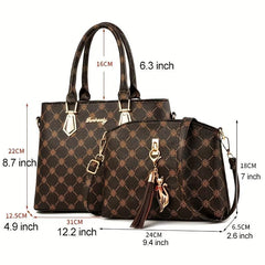 Vintage Pattern Bag Sets Classic Tote Bag With Shoulder Bag For Work