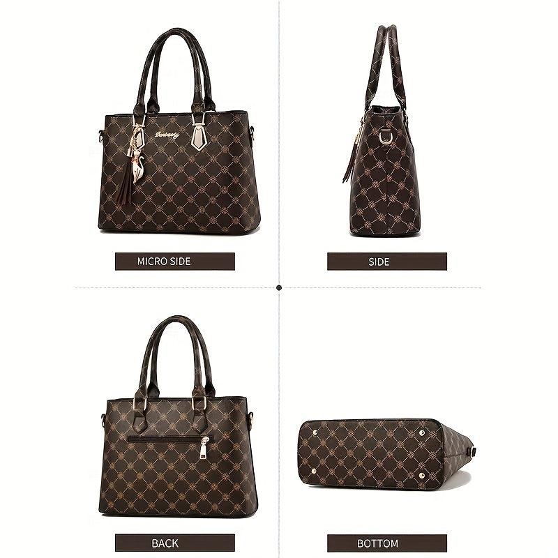 Vintage Pattern Bag Sets Classic Tote Bag With Shoulder Bag For Work