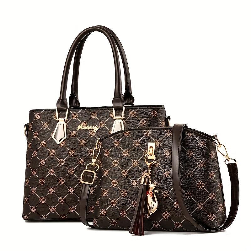 Vintage Pattern Bag Sets Classic Tote Bag With Shoulder Bag For Work