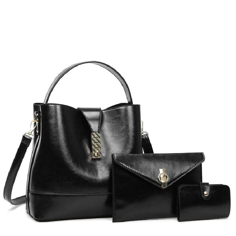 Classic PU Leather Bucket Bag Casual Tote Crossbody & Shoulder Bag