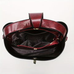 Classic PU Leather Bucket Bag Casual Tote Crossbody & Shoulder Bag