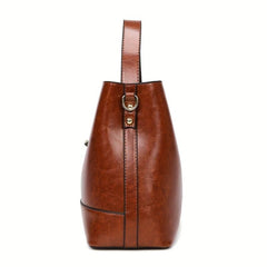 Classic PU Leather Bucket Bag Casual Tote Crossbody & Shoulder Bag