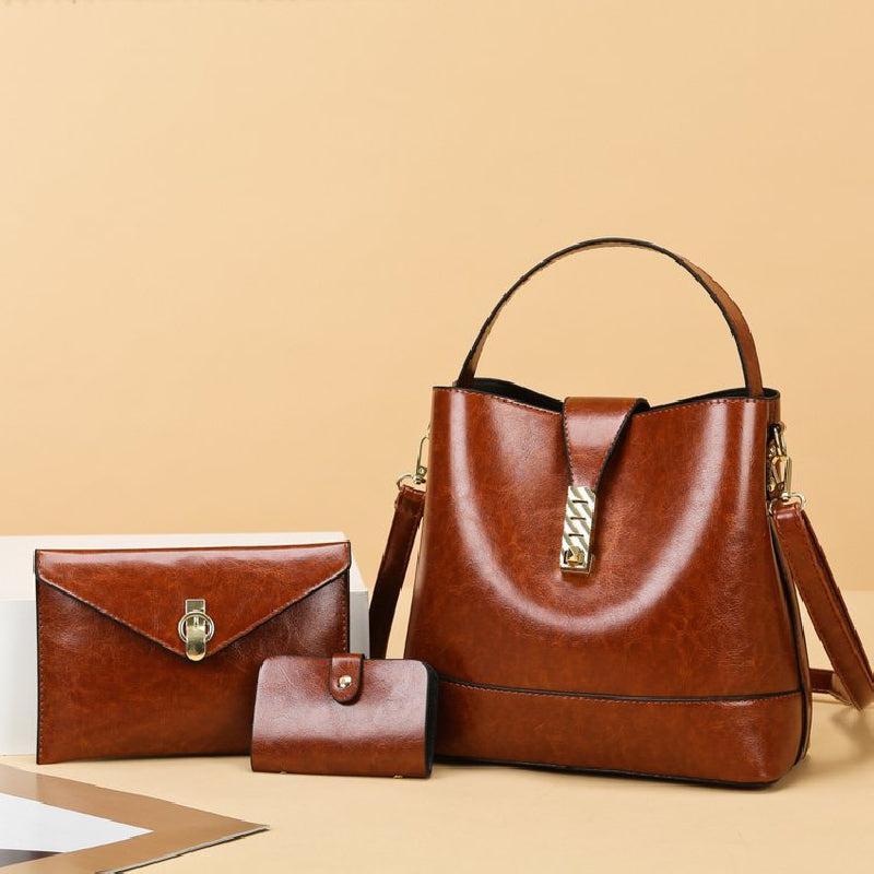Classic PU Leather Bucket Bag Casual Tote Crossbody & Shoulder Bag