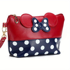Polka Dot Cosmetic Bag PU Leather Clutch Travel Toiletry Bag