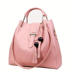 Tassel Decor Casual Bag Sets Solid Detachable Strap Three Pieces Bag Sets